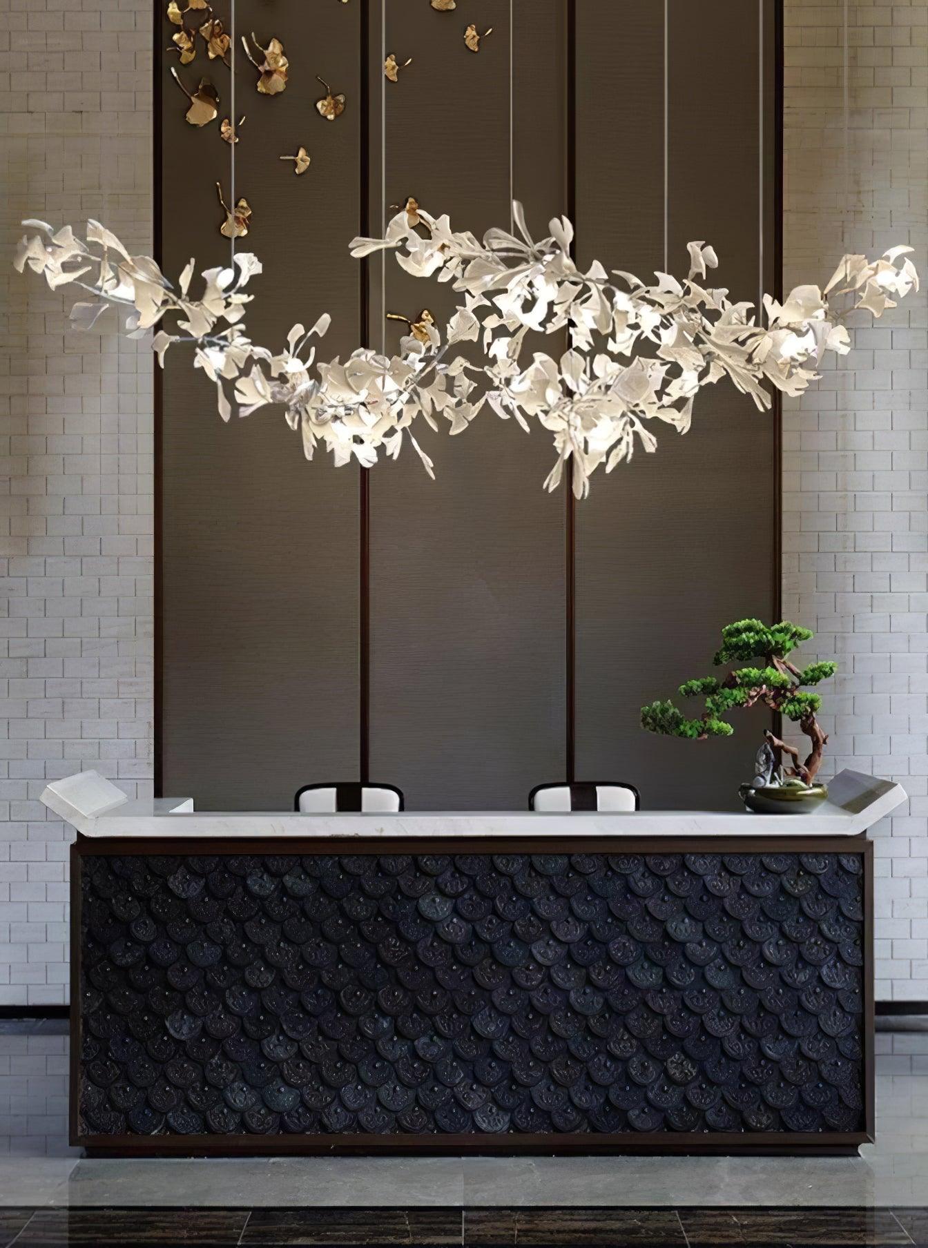 Gingko Double Tier Combination  Linear Chandelier