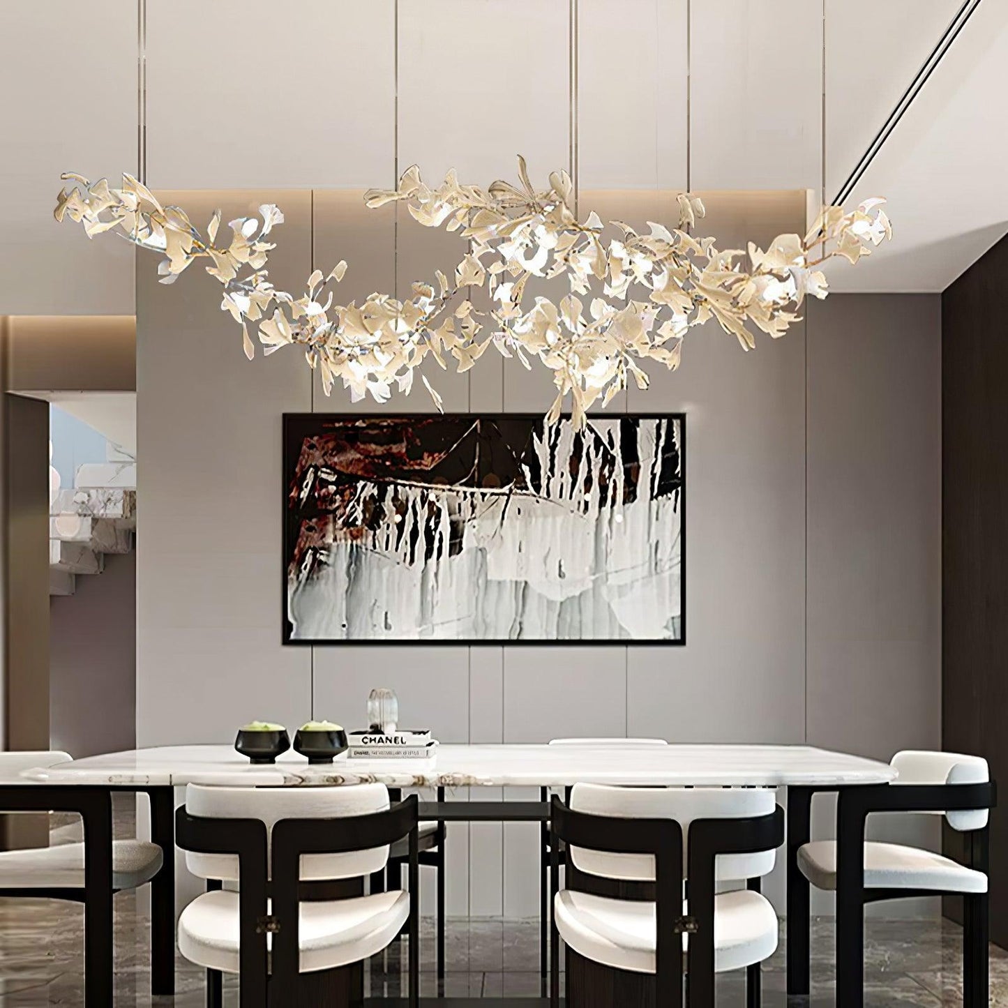 Gingko Double Tier Combination  Linear Chandelier