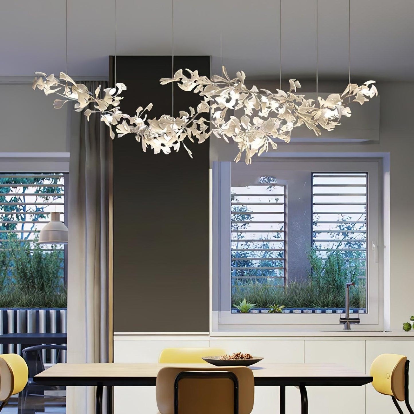 Gingko Double Tier Combination  Linear Chandelier