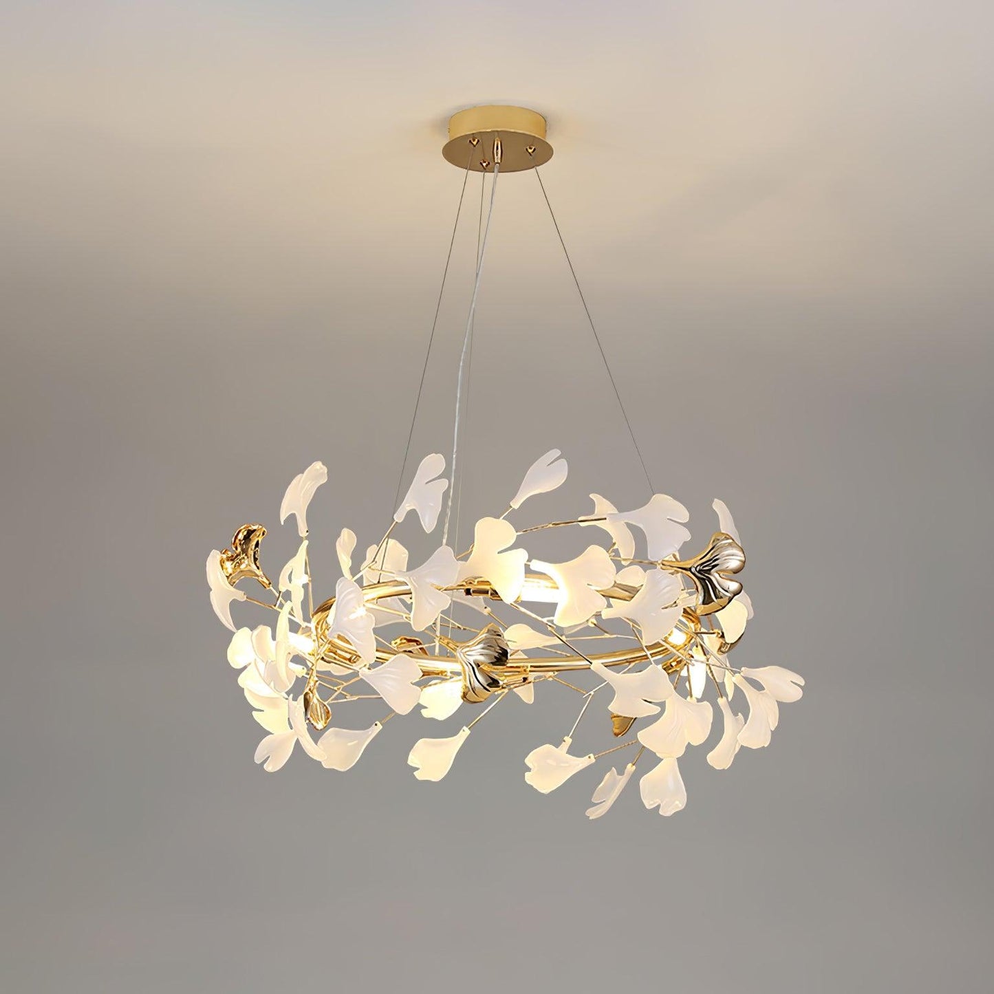 Gingko  Round  Chandelier For Cord