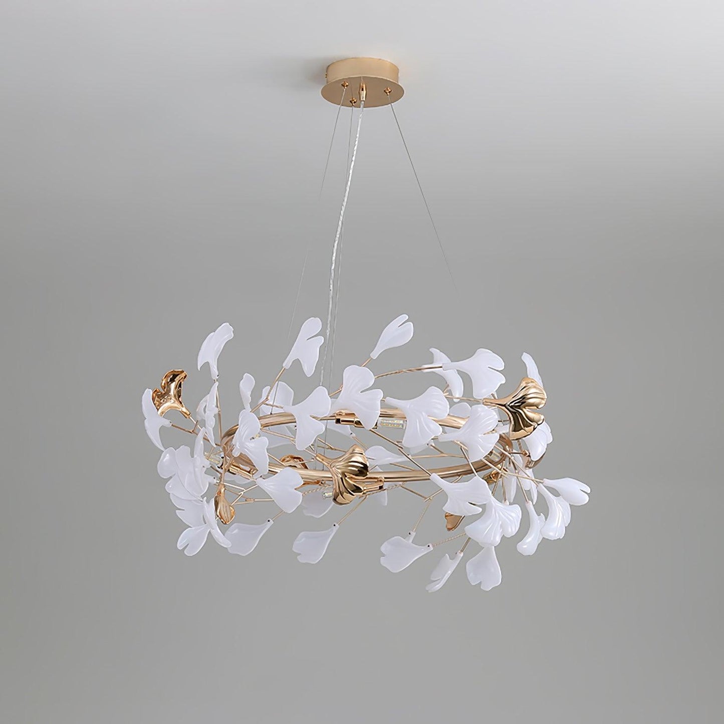Gingko  Round  Chandelier For Cord