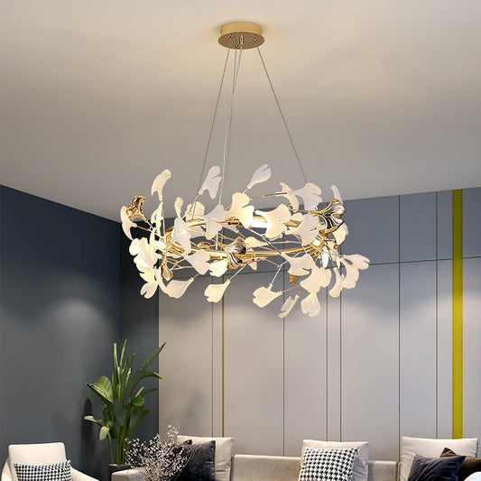 Gingko  Round  Chandelier For Cord