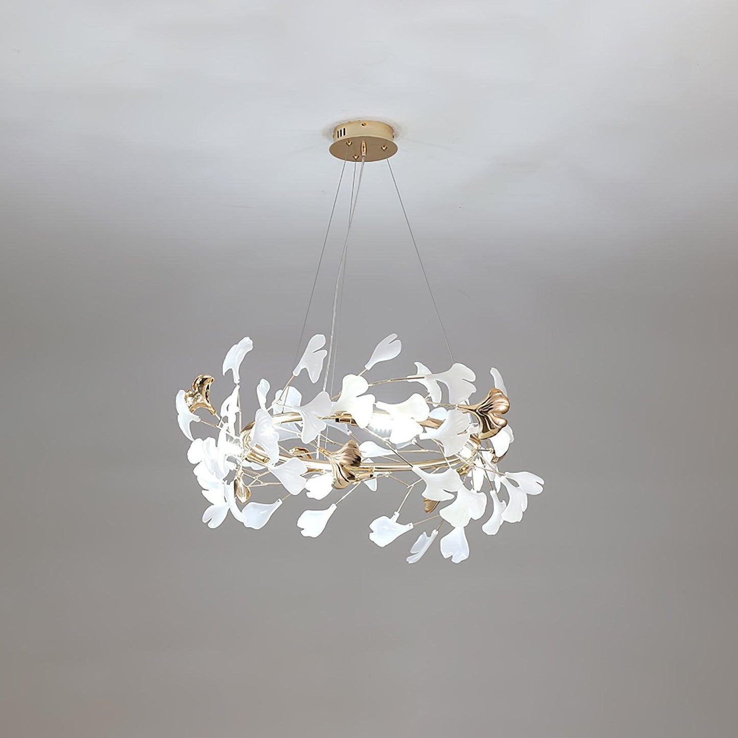 Gingko  Round  Chandelier For Cord