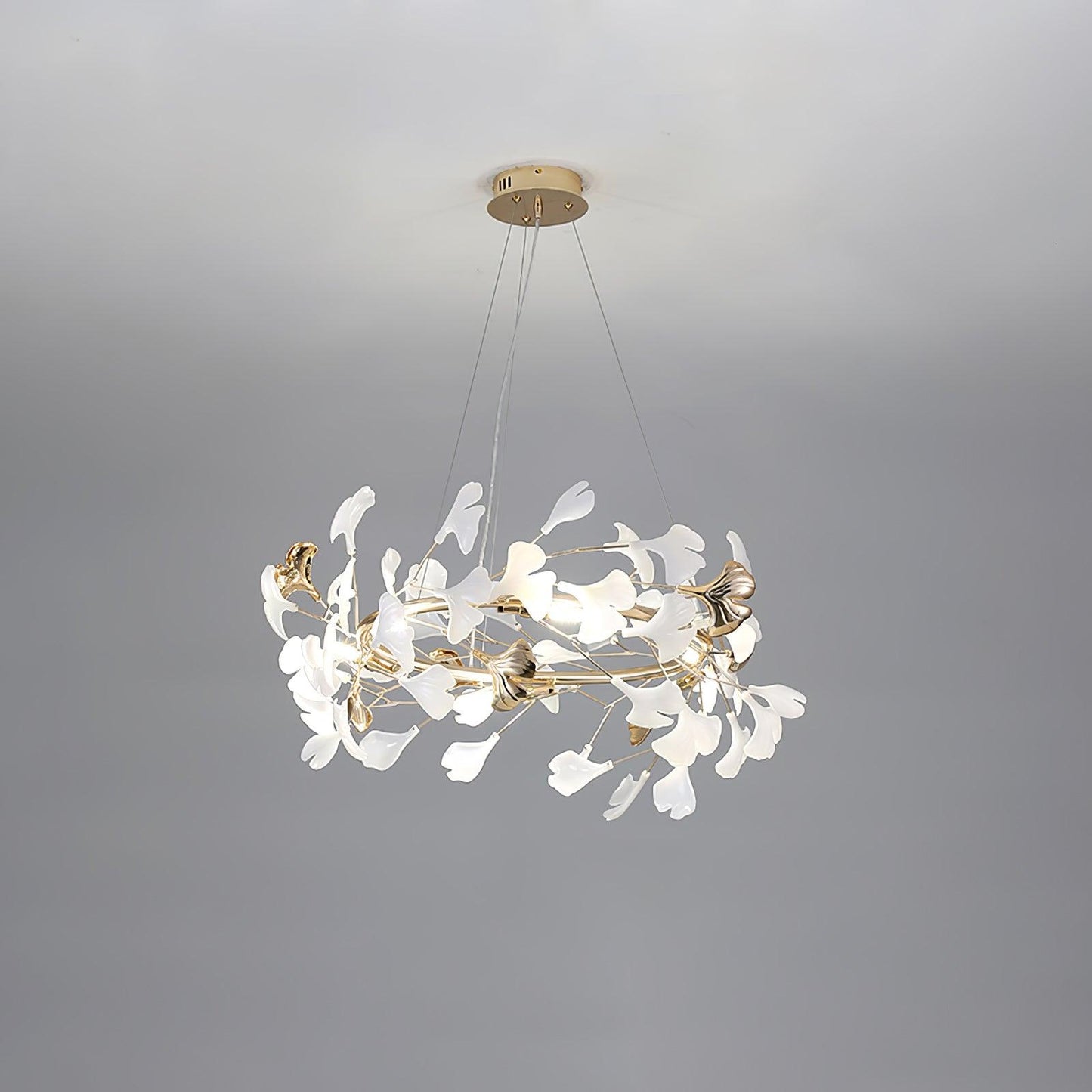 Gingko  Round  Chandelier For Cord