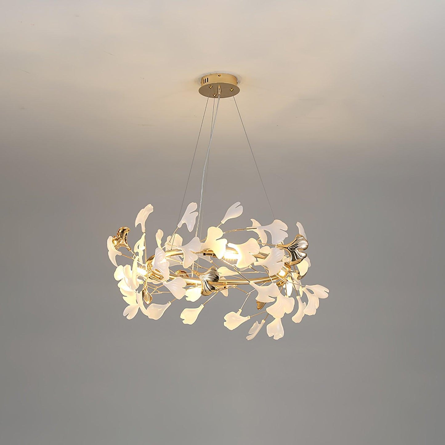 Gingko  Round  Chandelier For Cord