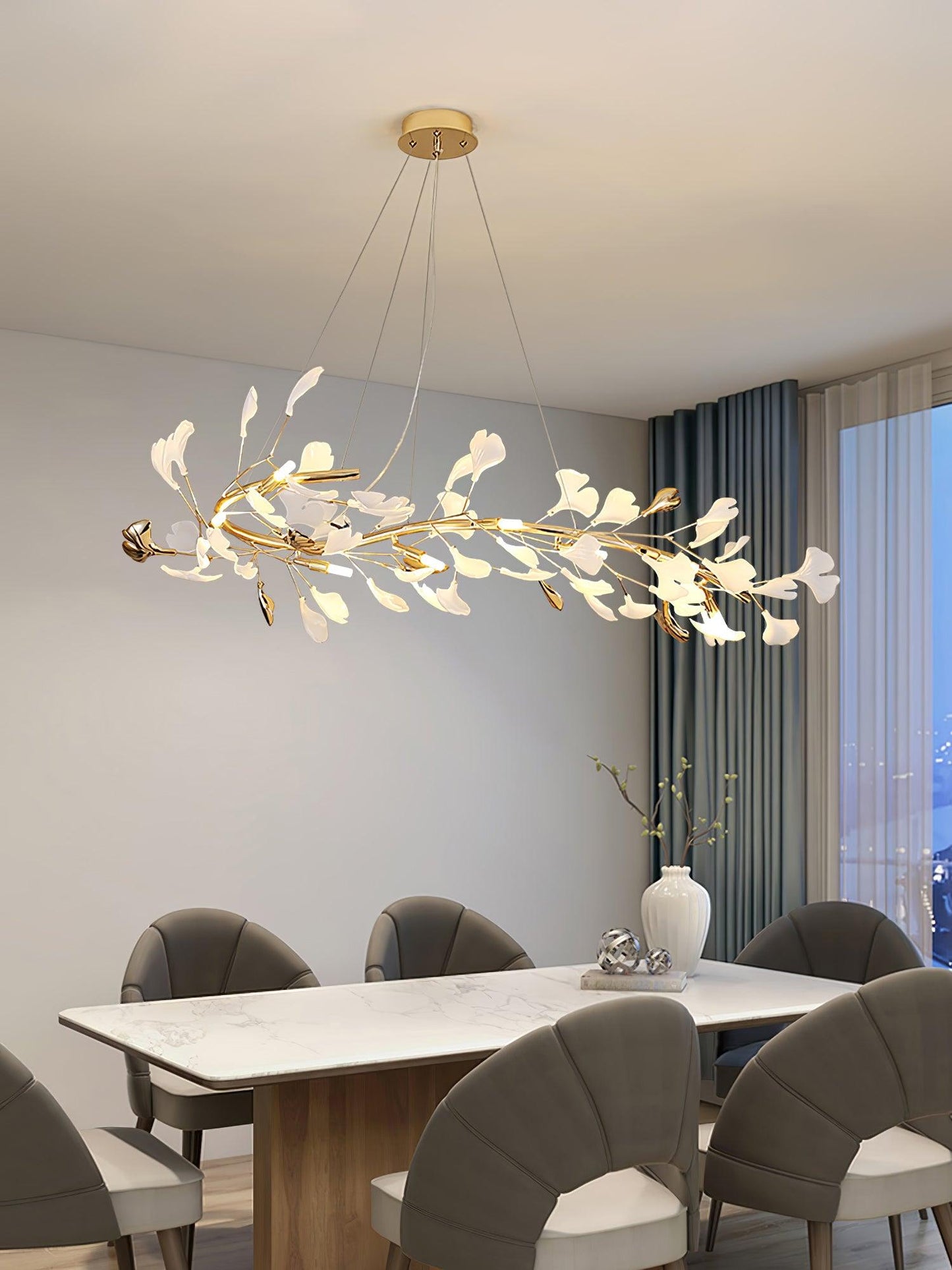 Gingko  Round  Chandelier For Cord