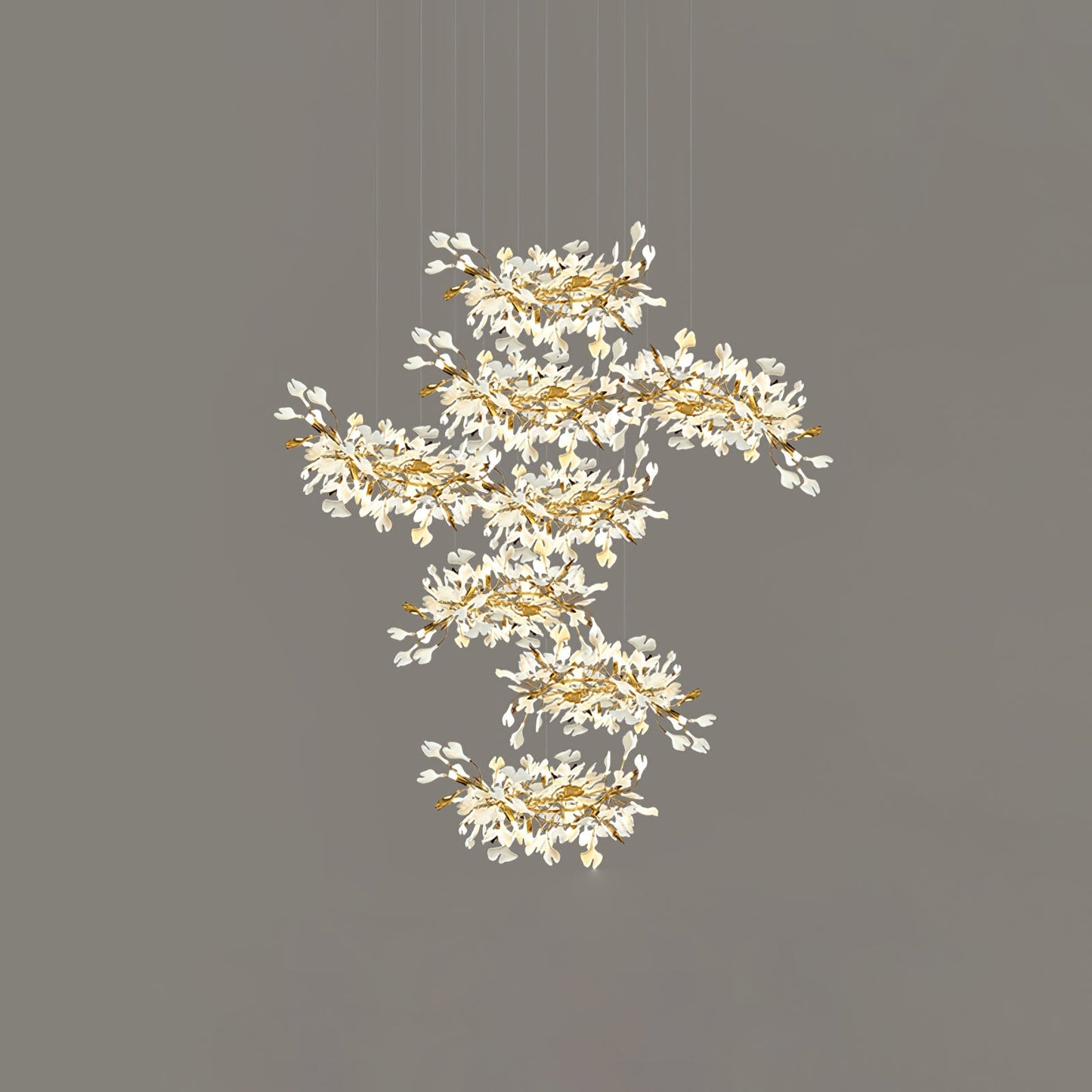 Gingko Leaves Linear Chandelier 197"