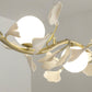 Gingko Glass Chandelier USE White and Gold
