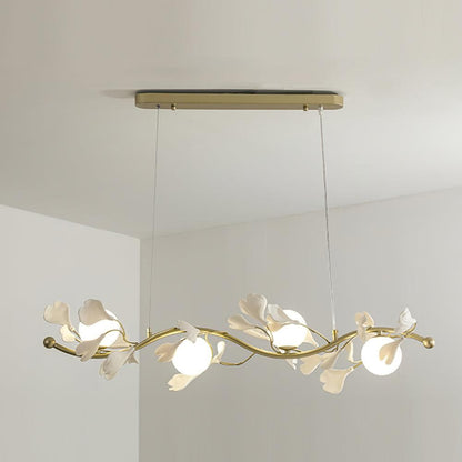 Gingko Glass Chandelier USE White and Gold