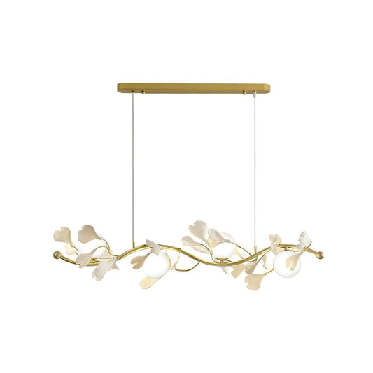 Gingko Glass Chandelier USE White and Gold