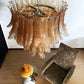Gorgeous Murano Felci Amber Glass Chandelier 33.5"