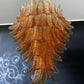 Gorgeous Murano Felci Amber Glass Chandelier 33.5"