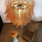 Gorgeous Murano Felci Amber Glass Chandelier 33.5"