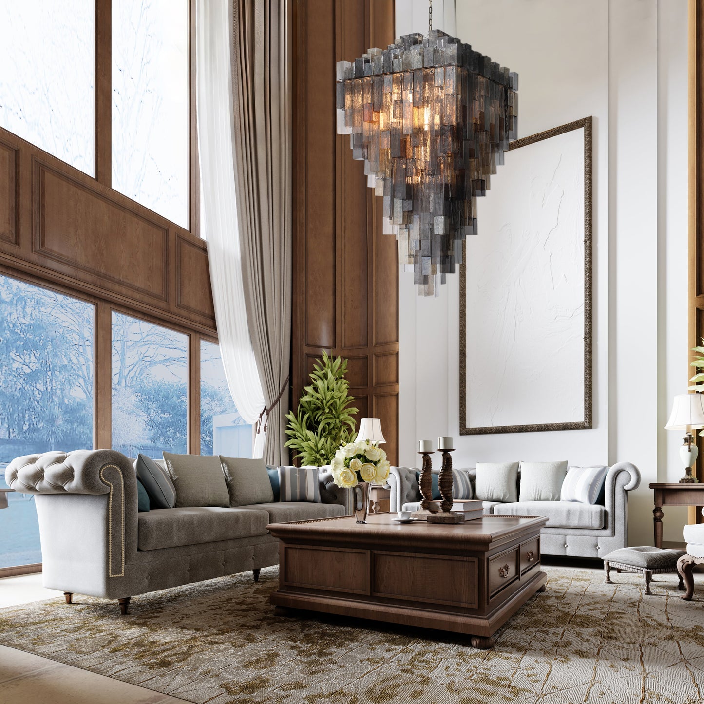 Altesa Square Glass Chandelier 46-Light