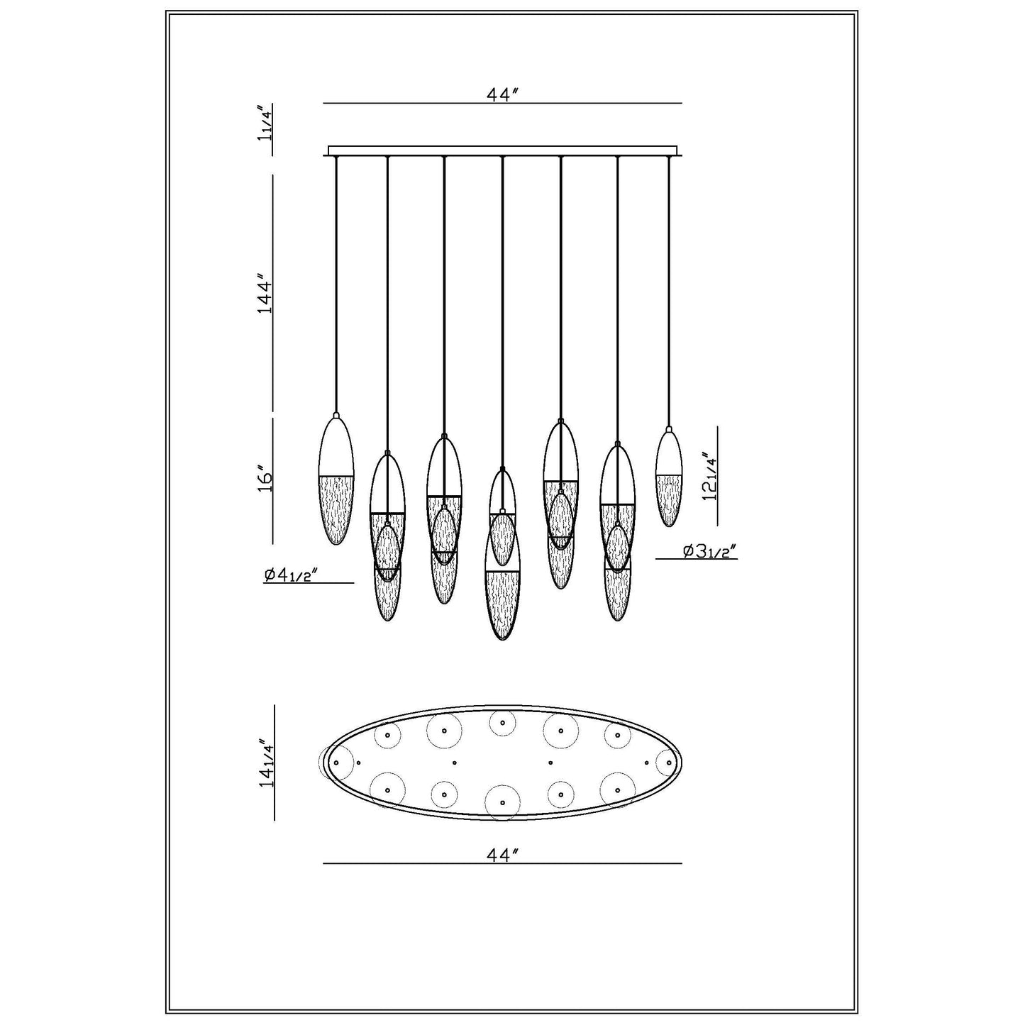 Ecrou Linear Chandelier
