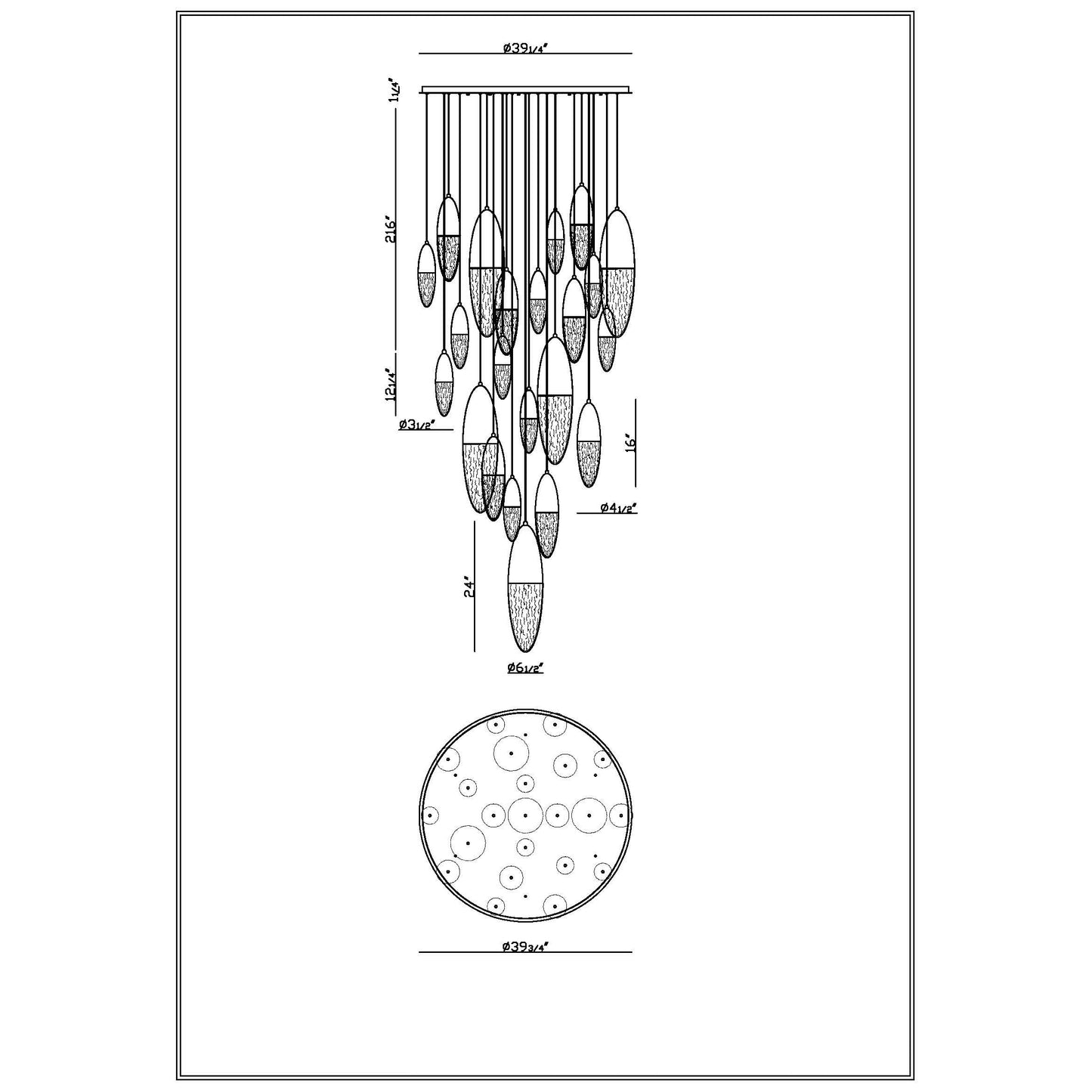 Ecrou Round Chandelier 22-Light