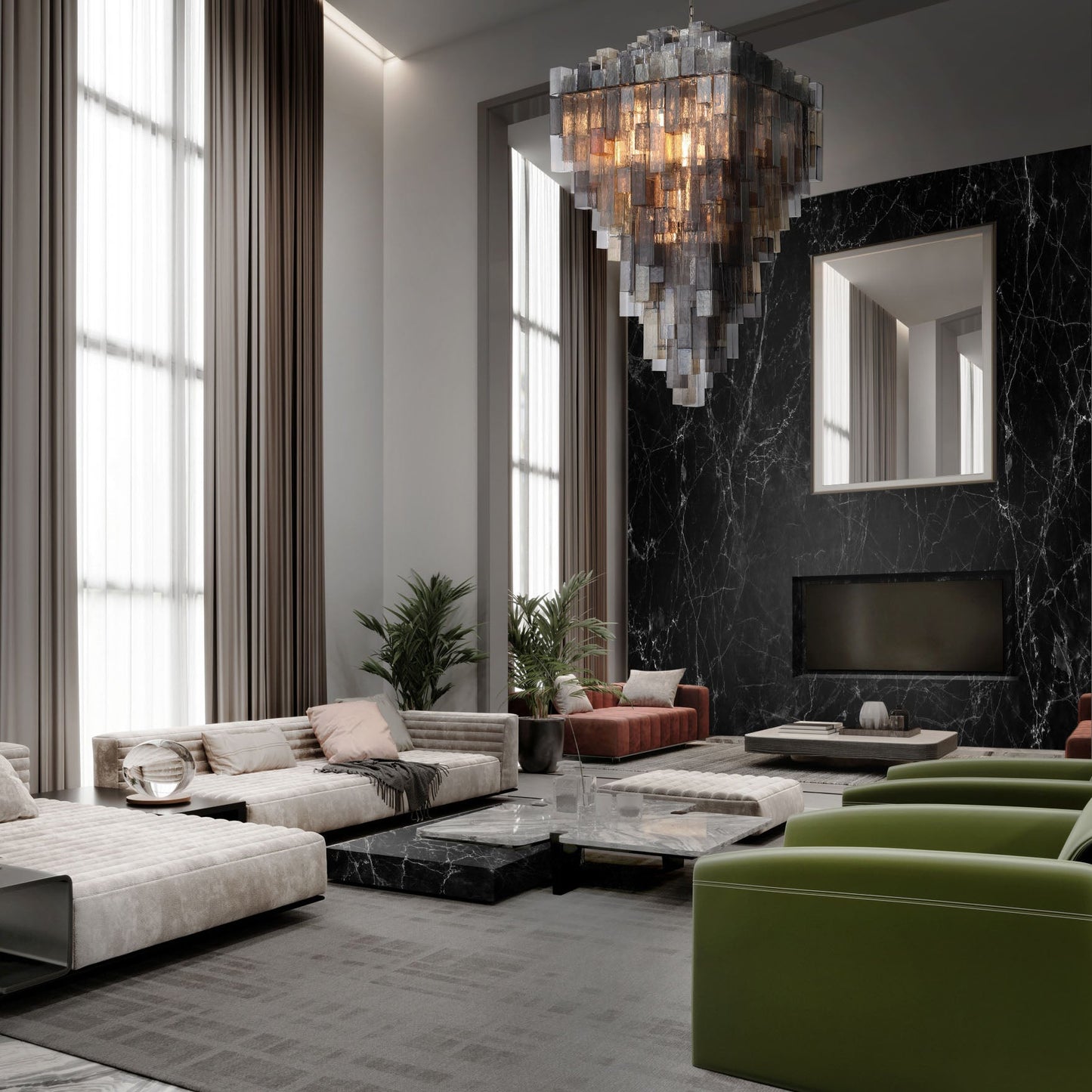 Altesa Square Glass Chandelier 46-Light