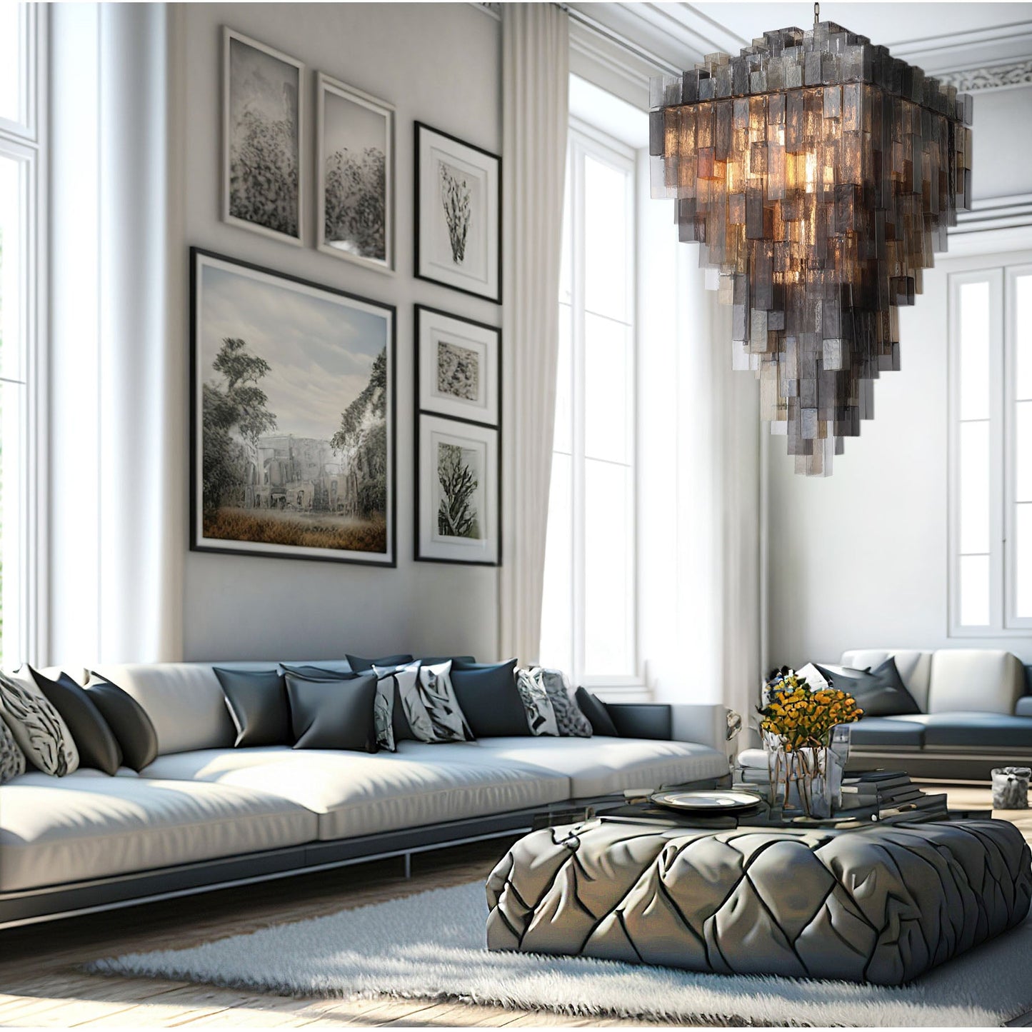 Altesa Square Glass Chandelier 46-Light