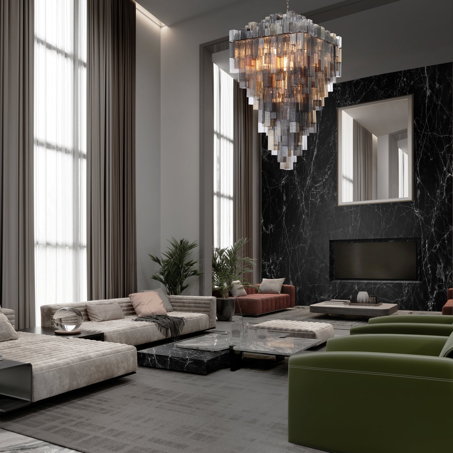 Altesa Square Glass Chandelier 46-Light