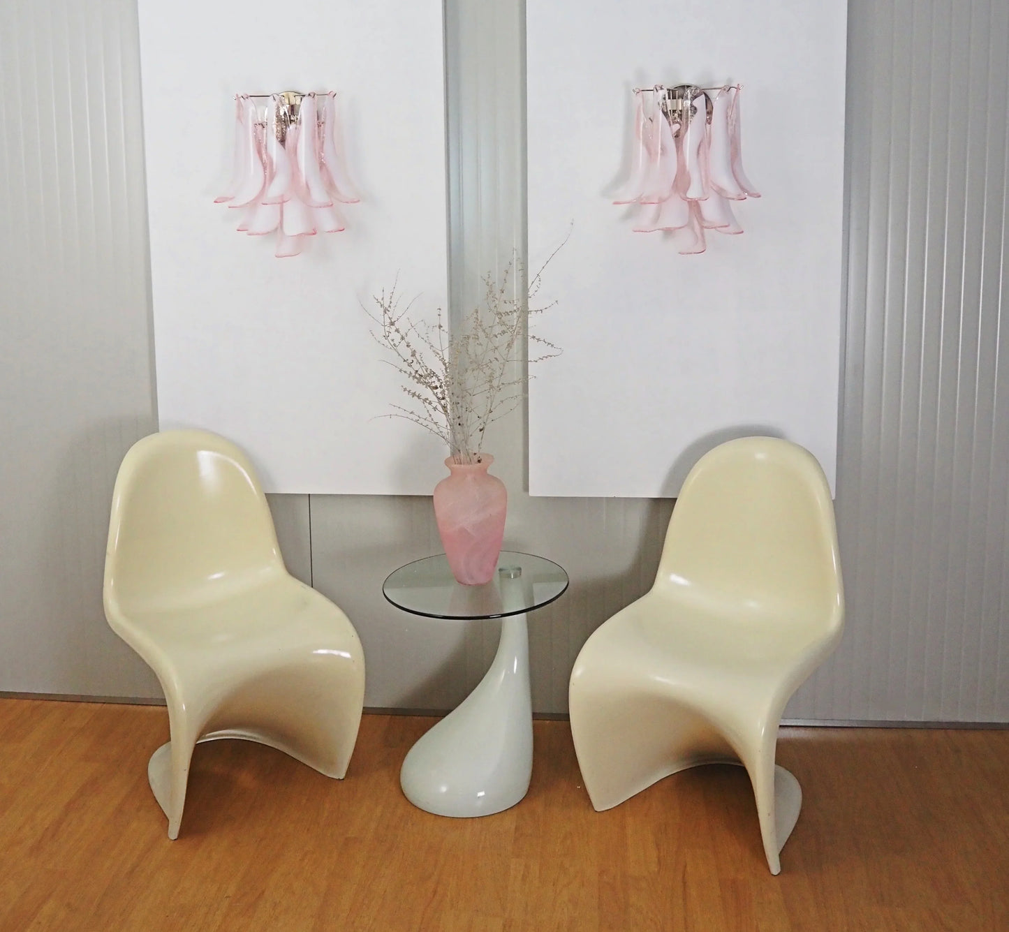 Vintage Murano Pink Wall Lights 13.8"