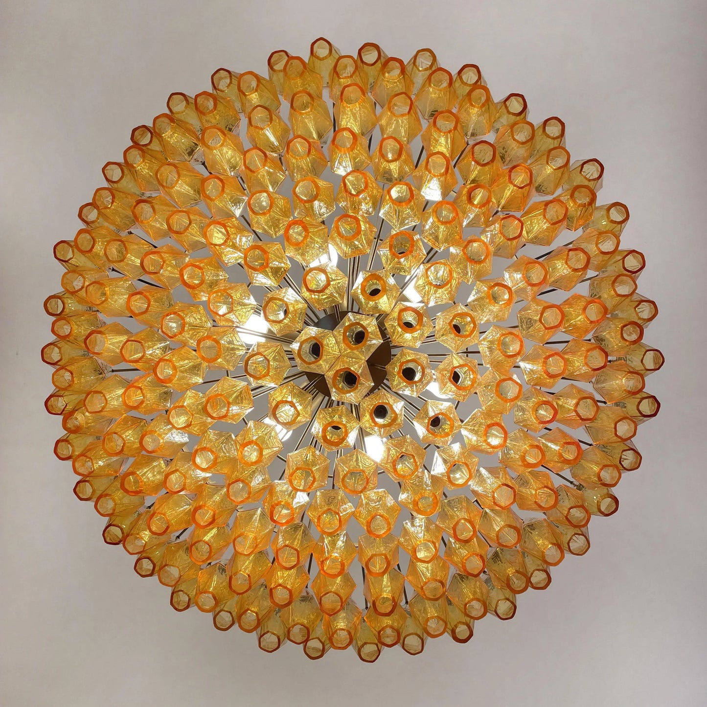 Murano Faceted Amber Glass Chandelier 35.4"