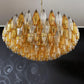 Murano Faceted Transparent Amber Glass Chandelier 35.4"