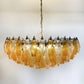 Murano Faceted Transparent Amber Glass Chandelier 35.4"