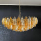 Murano Faceted Transparent Amber Glass Chandelier 35.4"