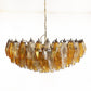 Murano Faceted Transparent Amber Glass Chandelier 35.4"