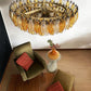 Murano Faceted Transparent Amber Glass Chandelier 35.4"