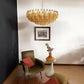 Murano Faceted Transparent Amber Glass Chandelier 35.4"