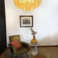Murano Faceted Transparent Amber Glass Chandelier 35.4"