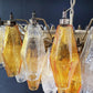 Murano Faceted Transparent Amber Glass Chandelier 35.4"
