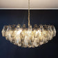 Murano Faceted Transparent Smoked Glass Chandelier 35.4"