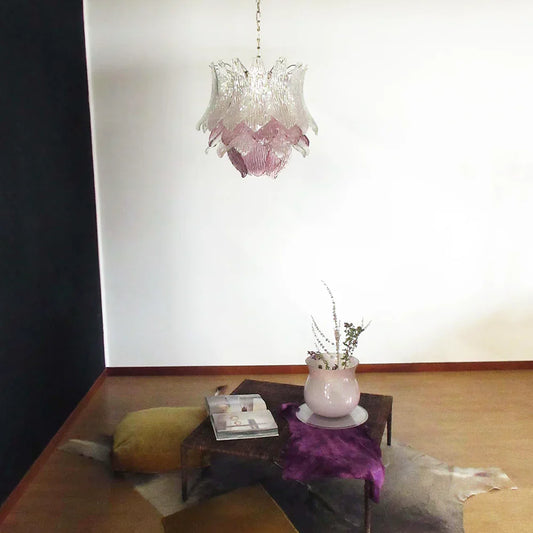 Vintage Murano Transparent Amethyst Glass Chandelier 24.8"