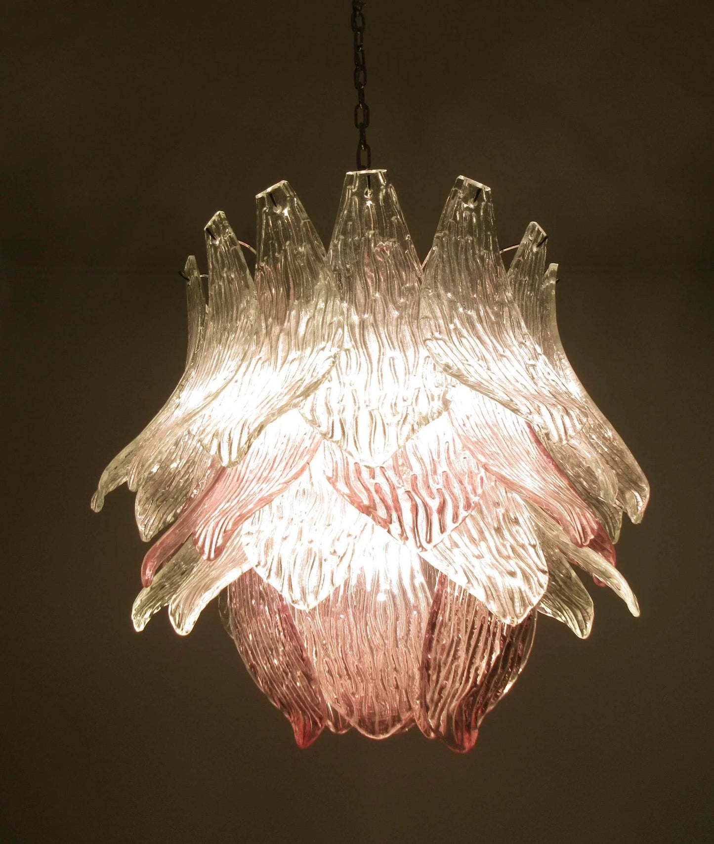 Vintage Murano Transparent Amethyst Glass Chandelier 24.8"