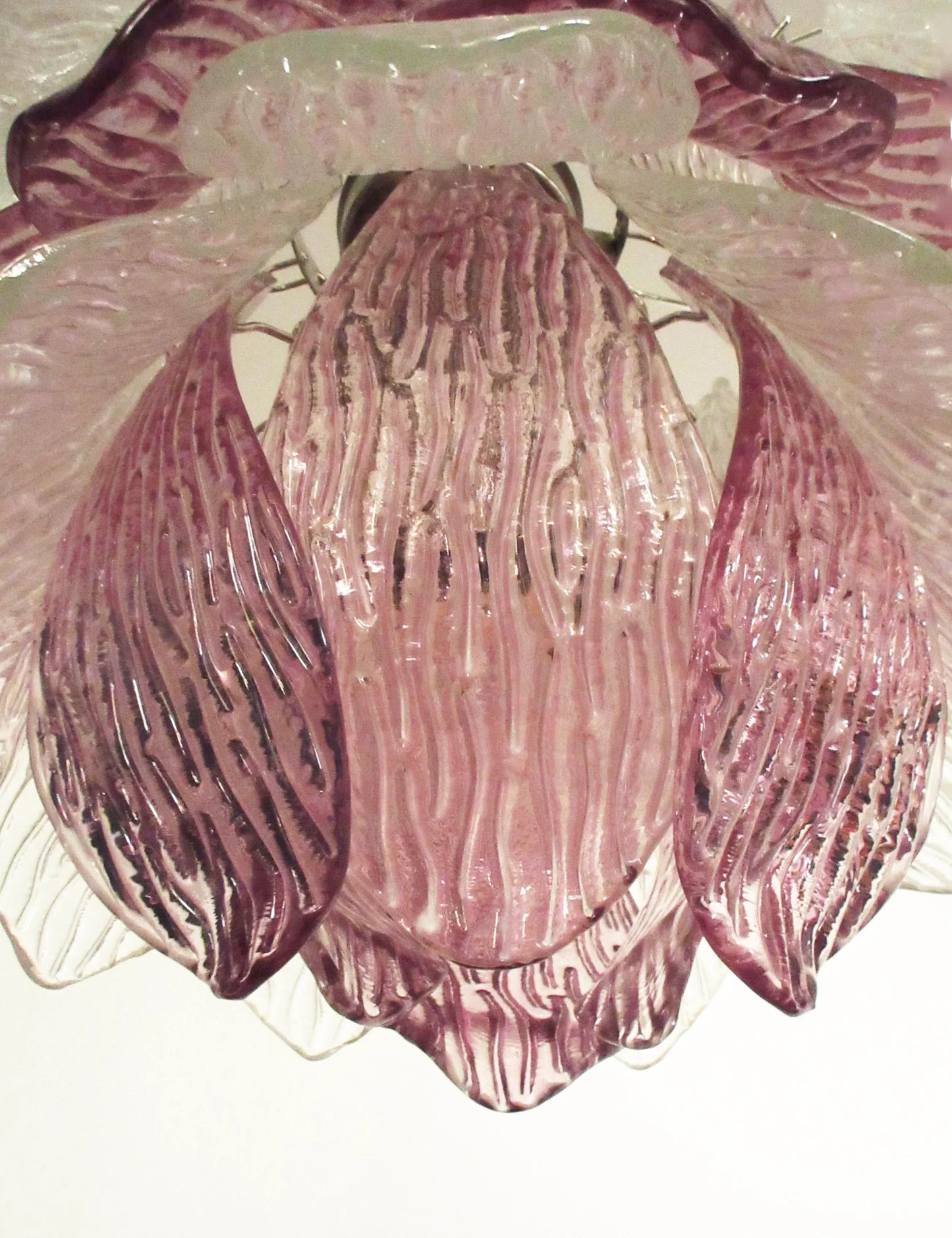 Vintage Murano Transparent Amethyst Glass Chandelier 24.8"