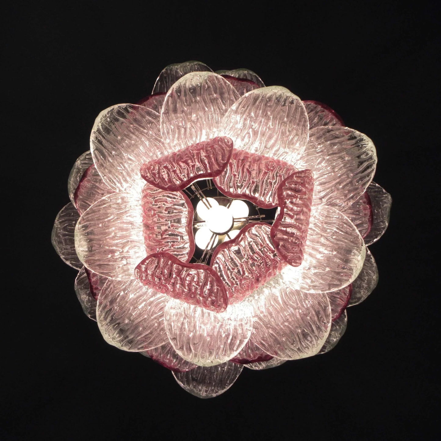 Vintage Murano Transparent Amethyst Glass Chandelier 24.8"