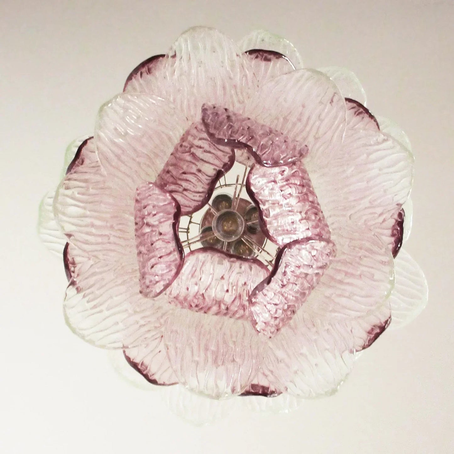 Vintage Murano Transparent Amethyst Glass Chandelier 24.8"