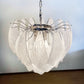 Murano Frosted Carved Glass Leaves Chandelier 21"