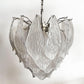 Murano Frosted Carved Glass Leaves Chandelier 21"