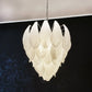 Murano Frosted Carved Glass Leaves Chandelier 21"