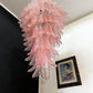 Murano Pink Felch Spiral Chandelier 27.5"