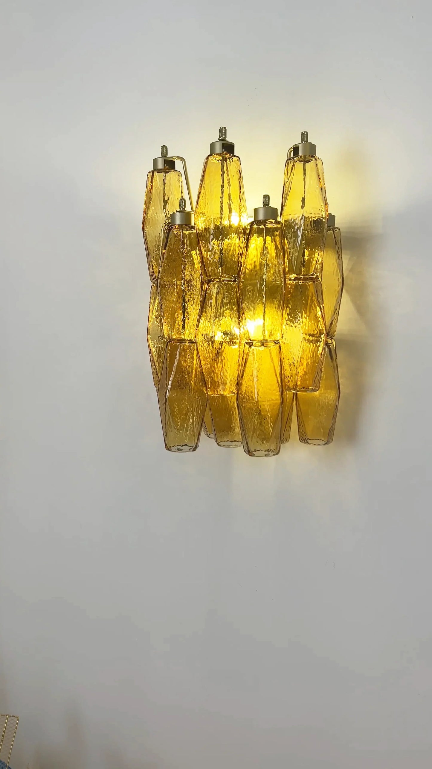 Murano Poliedri Amber Glass Wall Sconces 9.8"