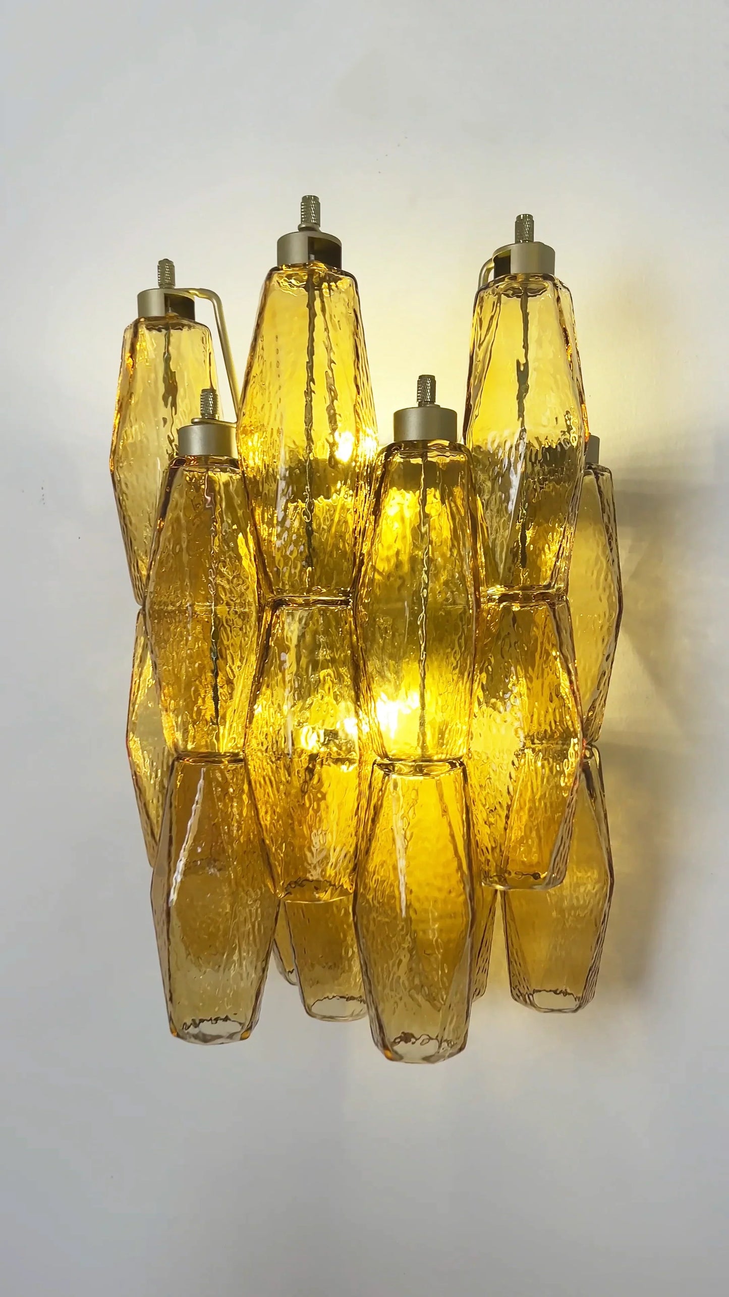 Murano Poliedri Amber Glass Wall Sconces 9.8"