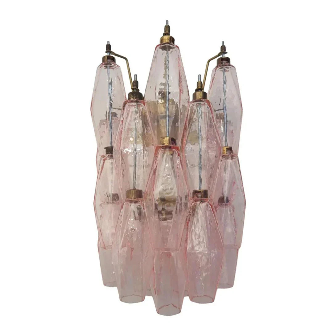 Murano Poliedri Pink Glass Wall Sconces