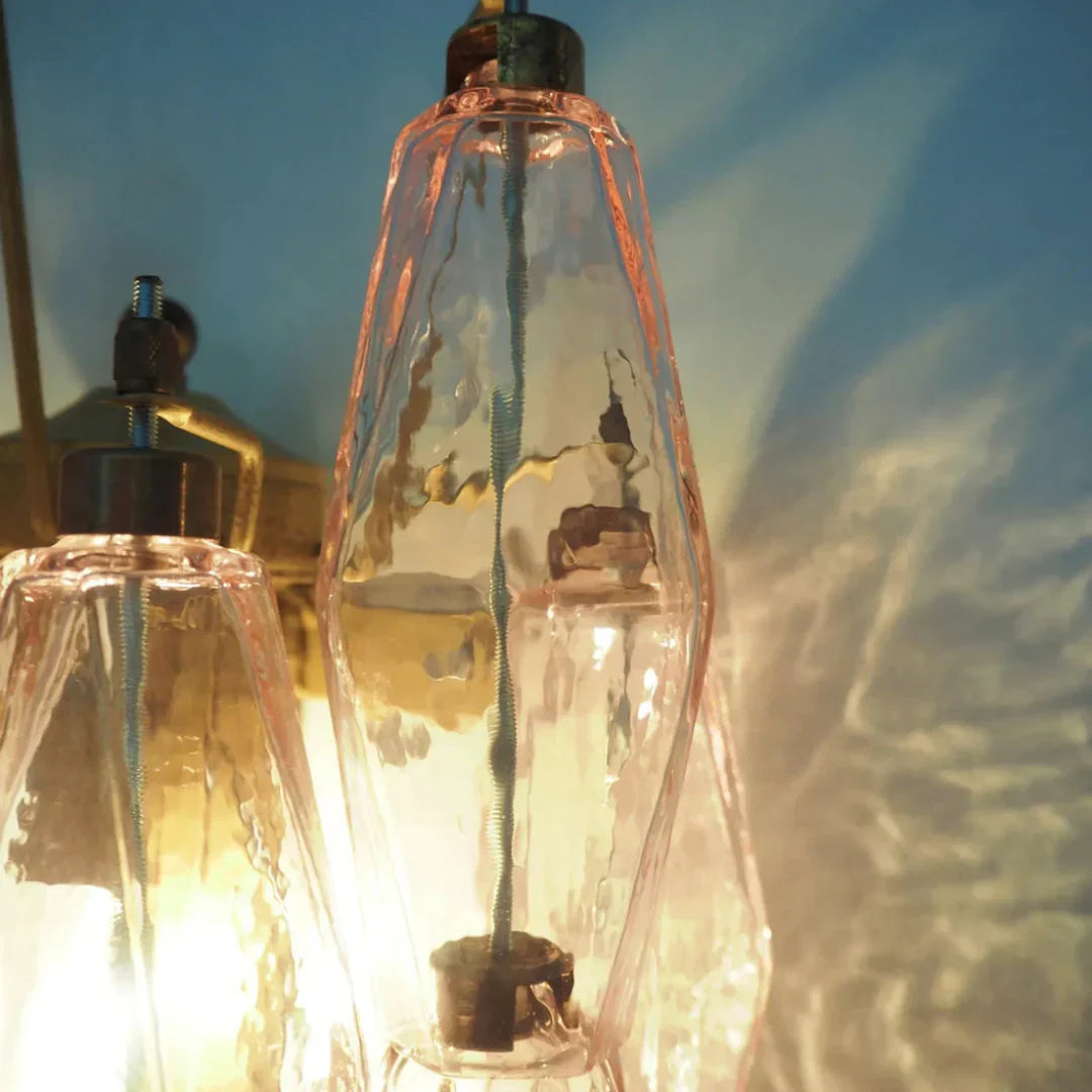 Murano Poliedri Pink Glass Wall Sconces