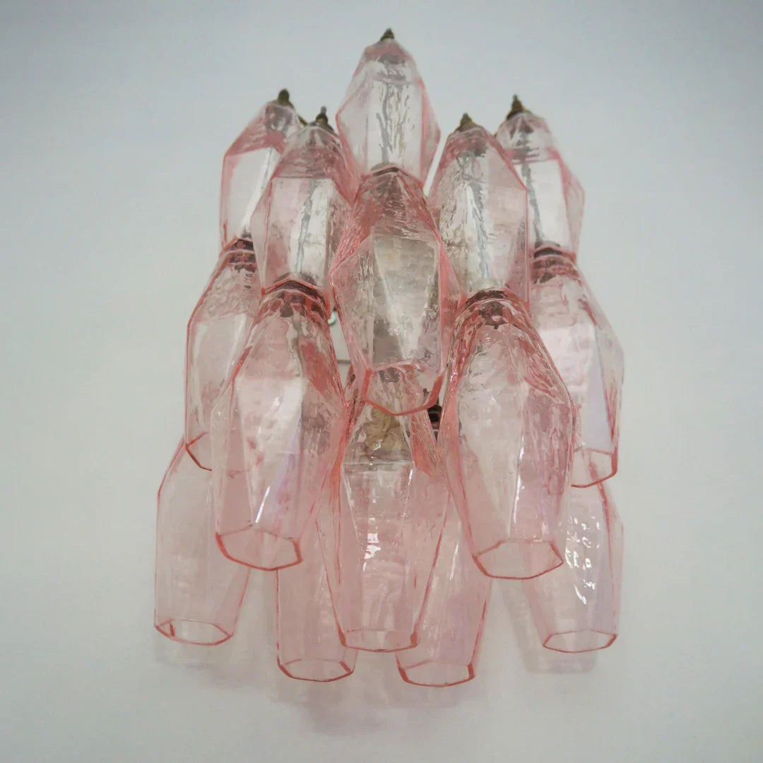 Murano Poliedri Pink Glass Wall Sconces