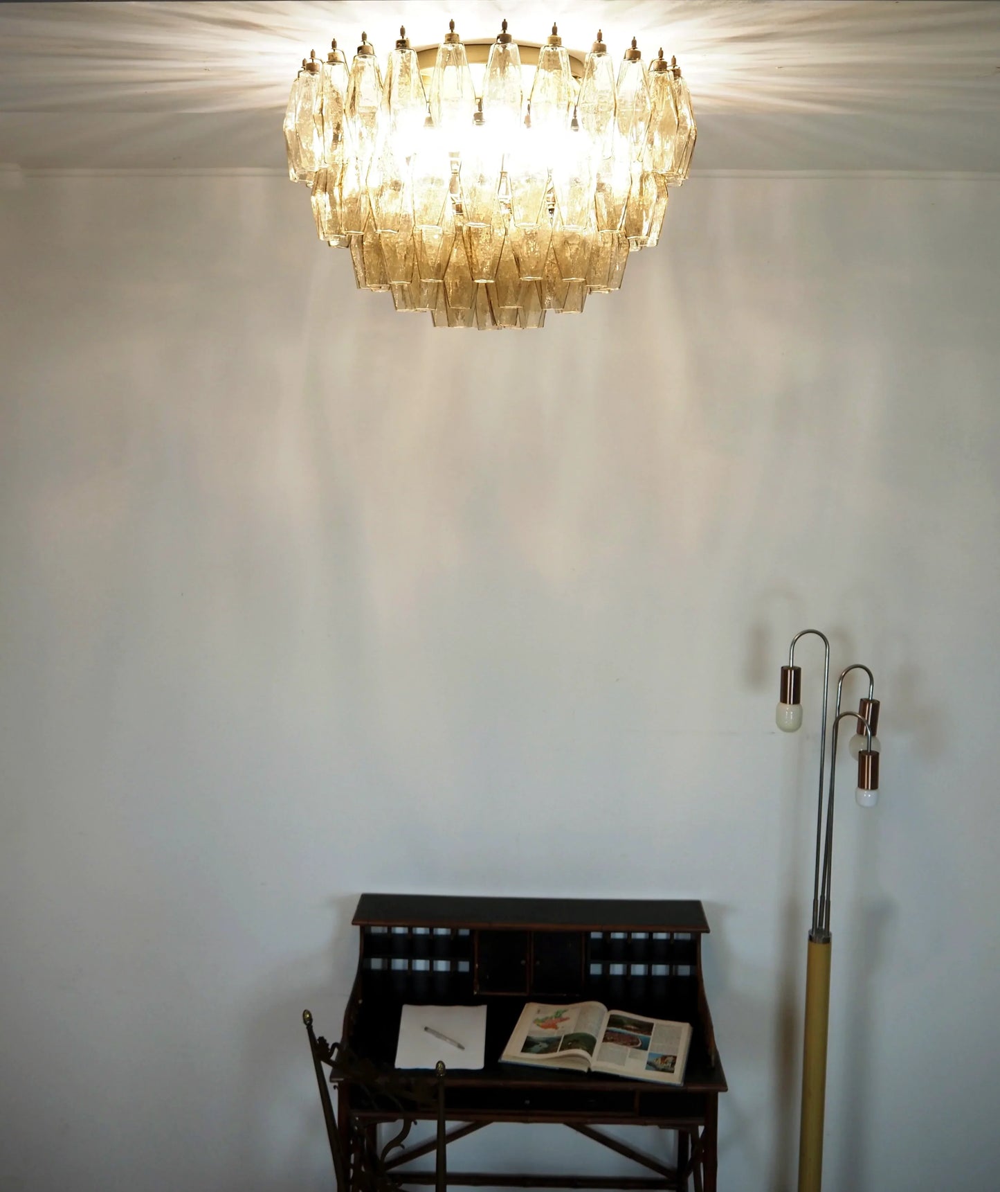 Murano Poliedri Smoked Ceiling Light 23.6"