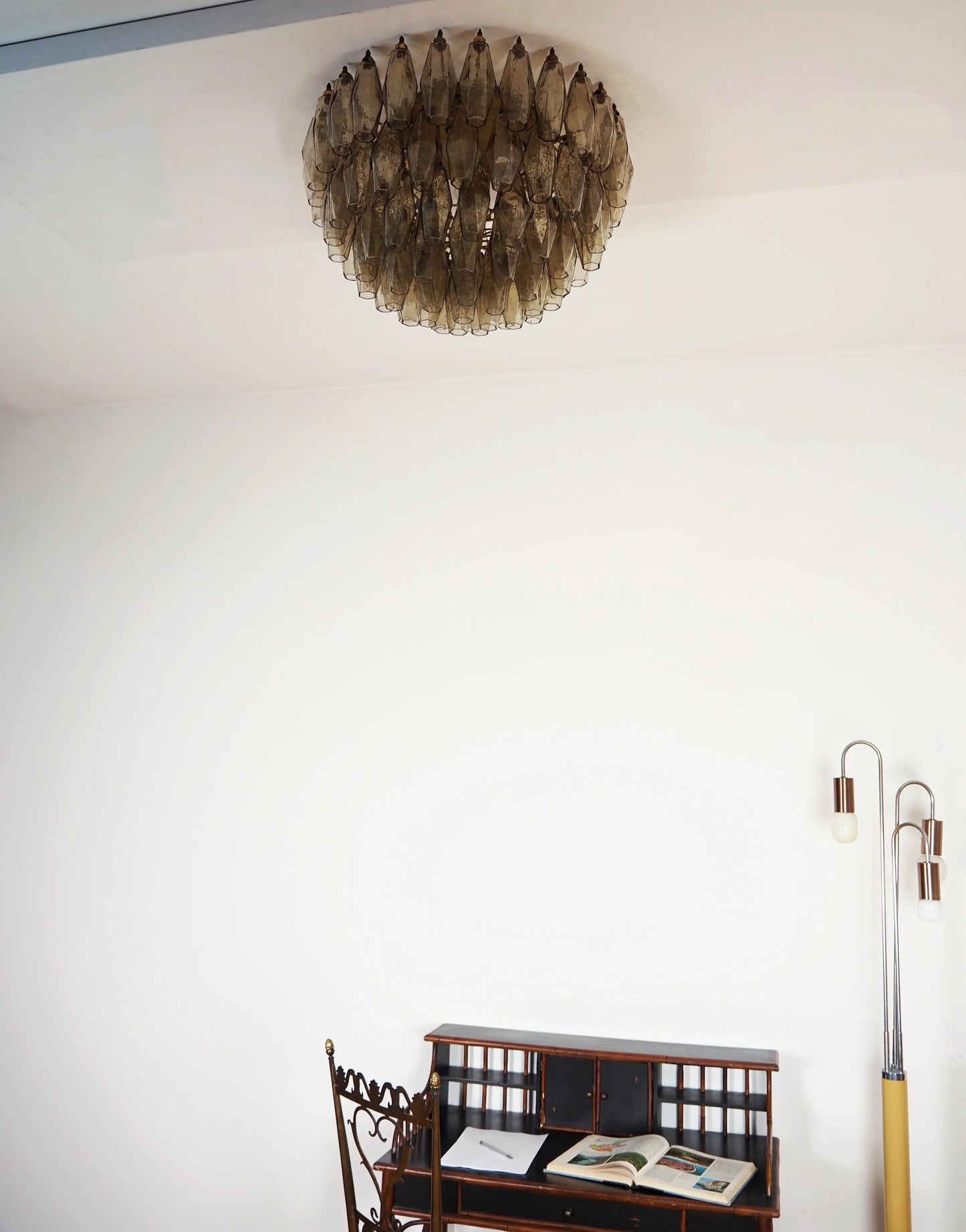 Murano Poliedri Smoked Ceiling Light 23.6"